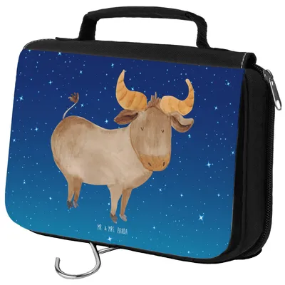 Produktbild von Mr. & Mrs. Panda Schminktasche Sternzeichen Stier - Sternenhimmel Blau - Geschenk, Ochse, Geburtstag Mai, Kosmetikbeutel, April, kosmetiktäschchen, Necessaire, Rind