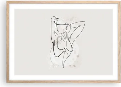Produktbild von Gerahmtes Poster - Rahmen in heller Eiche - Linie Frau Linie - 70x50 cm - Wand Bild - Wanddeko - Wandbilder - Kunstposter - Wandposter - Bilderrahmen - Bilder - Kunstdruck - P2NAA70x50-5119