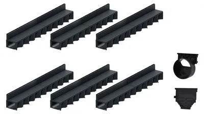 Produktbild von 6x1m ACO Hexaline 2.0 Entwässerungsrinne Schlitzaufsatz Kunststoff Ablauf horizontal Bodenrinne Terrassenrinne