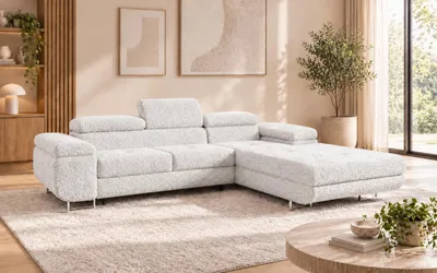Produktbild von DIVANO Ecksofa mit Schlaffunktion mit Bettkasten NOBLE, KI-generiertes Bild