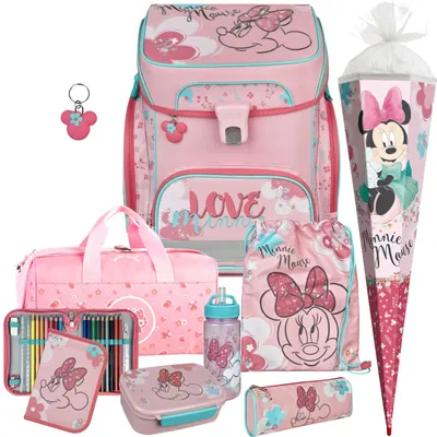 Produktbild von Scooli Schulranzen 1.Klasse Mädchen Minnie Mouse - EasyFit Schulranzen-Set 9tlg. mit Sporttasche, Brotdose und Trinkflasche, Schultüte R