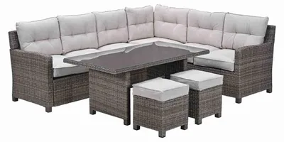 Produktbild von Garden Impressions Blue bird Lounge-Dining Set - 5-teilig - rechts - organisch grau - desert sand