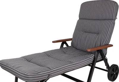 Produktbild von Auflage Rollliege Alicante 0709 extrabreit grau-weiß gestreift 200x65x9 cm KETTtex
