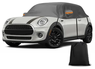 Immagine prodotto di Copertura impermeabile per auto, adatta a Mini Cooper a 3 porte, dal 2000 al 2025, colore grigio. Copertura parziale, utilizzabile sia all'esterno che all'interno