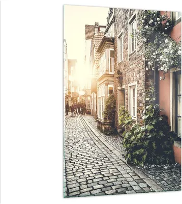 Produktbild von Bilder auf glas - Einteilig - Straße Haus Leute - 80x120cm - Glasbilder - Wandbilder - Bilder - zum Aufhängen bereit - Wanddekoration aus Glas - Glas Bilder - Wandbild auf Glas - GPA80x120-3631