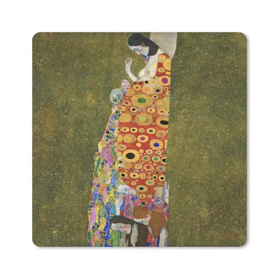 Produktbild von MuchoWow® Mauspad Mousepad Hoffnung II - Gustav Klimt 20x20 cm - Mousepads - Maus Mat - Pad - Mausunterlage - Desk Mat - Bureauartikeln