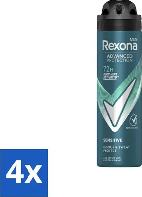 Obrázok produktu pre Rexona Men - Dezodorant v spreji - Sensitive - Jemná ochrana - 150 ml - Hodnotné balenie - 4 kusy