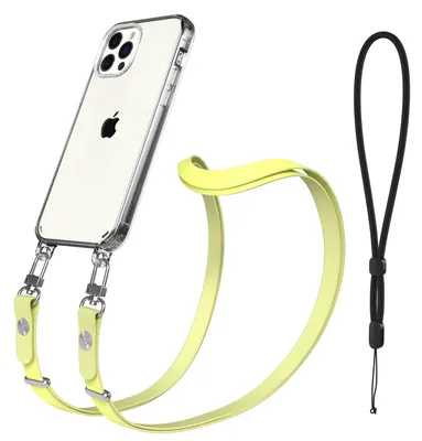 Produktbild von EAZY CASE Handykette magnetisch mit Handyhülle für Apple iPhone 12, Crossbody Handyband 1-1,90m verstellbar mit 2 Ösen in Gelb