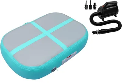 Obrázek produktu pro Nafukovací gymnastický blok 100 x 100 x 20 cm – Nafukovací podložka pro gymnastiku s elektrickou pumpou, vhodná pro cvičení, fitness a jógu