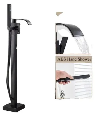 Immagine prodotto di Miscelatore per vasca da bagno freestanding, con erogatore a cascata, doccetta manuale, colore nero