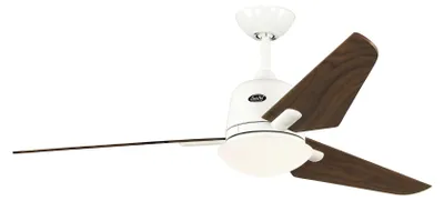Zdjęcie produktu dla Energooszczędny wentylator sufitowy z oświetleniem i pilotem Eco Aviatos 132 cm biały/orzech włoski