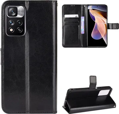 Produktbild von König Design Hülle kompatibel mit Xiaomi Poco X4 NFC Kunstleder Handyhülle - Handy Case Schwarz