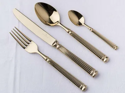 Produktbild von Gate Noir GreenGate Besteck Set 4-tlg gold Löffel Messer Gabel Teelöffel