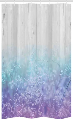 Produktbild von ABAKUHAUS Garten Schmaler Duschvorhang, Abstrakte träumerische Blumenblätter, Badezimmer Deko Set aus Stoff mit Haken, 120 x 180 cm, Lavendelblau