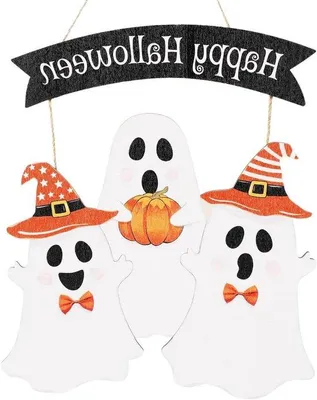 Image de Petite décoration de porte en bois pour Halloween, fantôme, « Boo », pour l'intérieur et l'extérieur