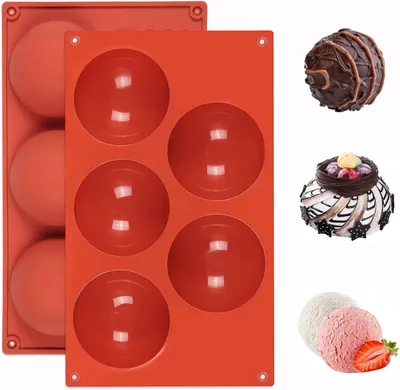 2er Set Silikon-Halbkugelform, 5 Mulden, 8 cm, backfest