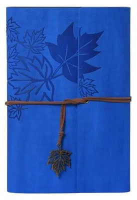 Produktbild von Lederen A5-Taschenbuch mit Eschblattpapier - 80 Blätter - 6-Ringbindung - Navierbar - Reisejournal - Retro-Stil - Blau