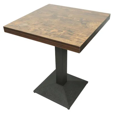 Produktbild von Quadratischer Esstisch - Bartisch kleiner Küchentisch - Industriedesign - Holzgestell - 60x60x75 cm - Für Bar und Küche - Vintage Uhrenmotiv