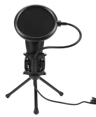 Zdjęcie produktu dla Mikrofon gamingowy USB do komputera, z podświetleniem RGB, mikrofon pojemnościowy z redukcją szumów, w zestawie statyw i filtr przeciwpopękający, idealny do streamingu i podcastów