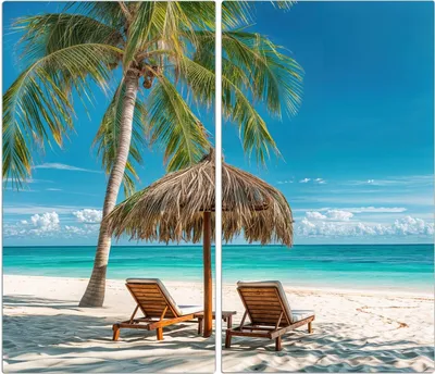 Produktbild von Spritzschutz Herdabdeckplatte Schneidebrett aus Glas Strandparadies 2-Teilig (60x52cm)