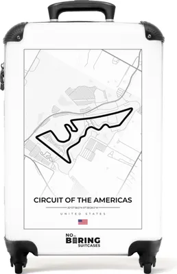 Produktbild von NoBoringSuitcases.com® Koffer Handgepäck Trolley Rollkoffer Kleine Reisekoffer mit 4 Rollen - Formel 1 - Autorennstrecke - Circuit of the Americas - Sport - Texas - Cabin Size < 55x40x23 cm & 55x40x20 cm - Fotokoffer - Kabinenkoffer - BoardgepäckHandgepäck Koffer 55x35x20 cm, 36L,