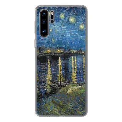 Produktbild von MuchoWow® Handyhülle Schutzhülle Hülle für Huawei P30 Pro Sternennacht über der Rhone - Van Gogh - Kunst Silikon Softcase Handy Hülle - Schutzdeckel