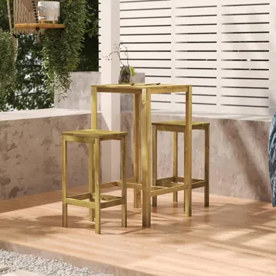 Produktbild von Bartisch aus imprägniertem Kiefernholz 60x60x110 cm, wetterfest und stabil, für Garten, Terrasse und Balkon