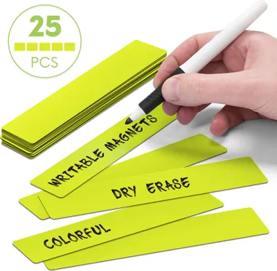 Produktbild von 2DOBOARD Magnetstreifen beschreibbar - 15 cm x 2,5 cm Grün - 25 Stück - Magnet etiketten für Whiteboard und Kühlschränke