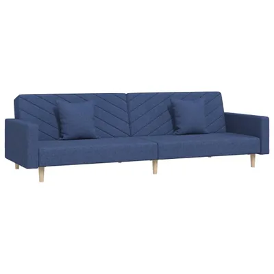 Immagine prodotto di Divano Letto a 2 Posti con 2 Cuscini Blu in Tessuto