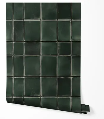 Produktbild von Vliestapete Fliesenoptik Grün Dunkelgrün Vintage Kacheloptik Wandtapete Küche Badezimmer Wohnzimmer Flur Abwaschbar Modern UV-beständige Tapete 5m x 0.5m