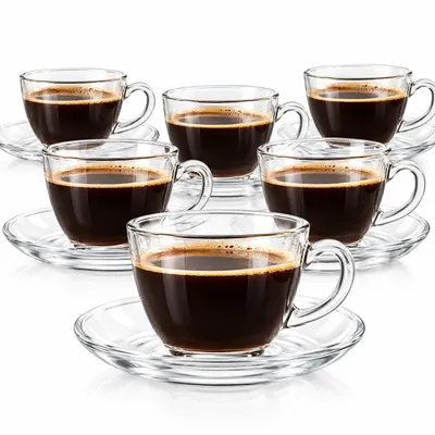 Obrázek produktu pro 6 sklenic na espresso 85ml s 6 podšálky šálek na espresso 12ks sklenic na espresso