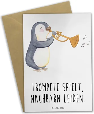 Produktbild von Mr. & Mrs. Panda valentinstagskarte Trompete Freude - Weiß - Geschenk, Blasinstrumente, Musik, Instrument lernen, Nachbarschaft, Musikübung, weihnachtskarten, laut