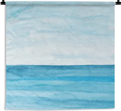 Produktbild von MuchoWow® Wandteppich Wandbehang Meer - Aquarell - Blau 150x150 cm Tapisserie Dekoration Wandtuch - Wohnaccessoires - Modernes