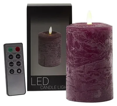 Productafbeelding van Branded LED-kaars, stompmodel, Ø 7,6 × 12 cm - Lila