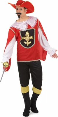 Immagine prodotto di Costume da moschettiere da uomo rosso-nero-oro - M