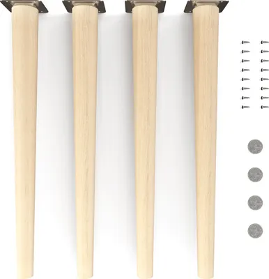 Produktbild von 4x sossai Holzfüße rund - gerade Ausführung 45cm Buche Naturbelassen