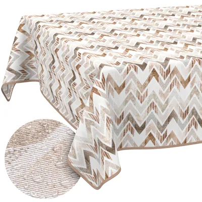 Tischdecke 140x220cm Rechteckig Braun abwaschbar Baumwolloptik Retro Braun wetterfest mit, Hauptbild in hoher Auflösung