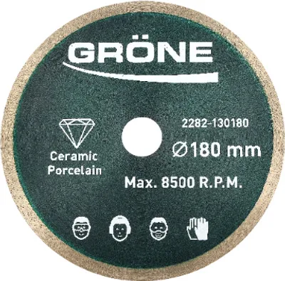 Immagine prodotto di Disco da taglio diamantato Gröne 180 x 25,40 mm, disco da taglio diamantato, disco diamantato, disco da taglio