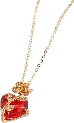 Produktbild von Dunkelrote Halskette mit Rosenanhänger aus Kunstkristall für Frauen, Zirkonia, Herz, Blume, Choker, Gothic-Punk-Schmuck für Verabredungen, Alltagskleidung, Bankettparty