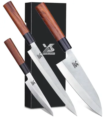 Productafbeelding van Set van 3 sushi-messen Sashimi mes Yanagiba mes roestvrij staal vismes
