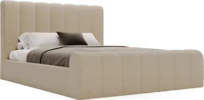Obrázek produktu pro Čalouněná postel 160x200 Valetta – manželská postel Bouclé – úložný prostor, rošt – designová postel béžová