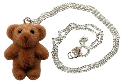 Produktbild von Teddy Bär Kette Halskette  Miniblings Kette 45cm silber Teddy Flock dunkelbraun