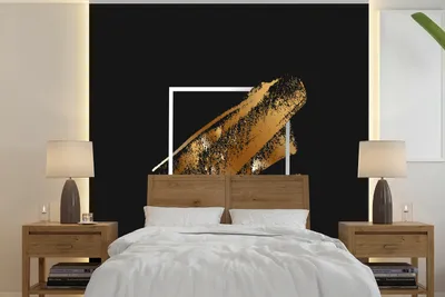 Produktbild von MuchoWow® Fototapete für Wohnzimmer oder Schlafzimmer Wandtapete Vinyl Motivtapete Goldene Farbstreifen mit schwarzem Hintergrund - 260x260 cm - Papiertapeten