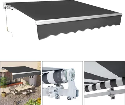 Produktbild von Yakimz Gelenkarmmarkise 300x250cm einziehbare Markise Sonnenschutz Balkonmarkise Gelenkarmmarkise Gelenkarm Sonnenschutz Grau