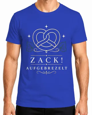 Imagen del producto de Camiseta para hombre con diseño de "Zack Aufgebrezelt", estilo bávaro, con motivos de pretzel, traje tradicional, pantalones de cuero y vestido tradicional ("Dirndl"), color azul, talla S