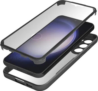 Produktbild von Samsung S23 stoßfeste Hülle, harte Rückseite + Silikonumrandung – Schwarz