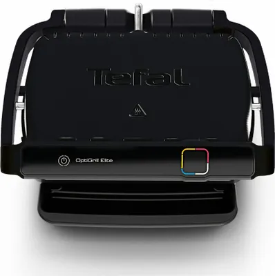 Produktbild von Tefal OptiGrill Elite GC7508, Schwarz, Edelstahl, Edelstahl, Rechteckig, 300 x 200 mm, Thermoplast, 4 Person(en)