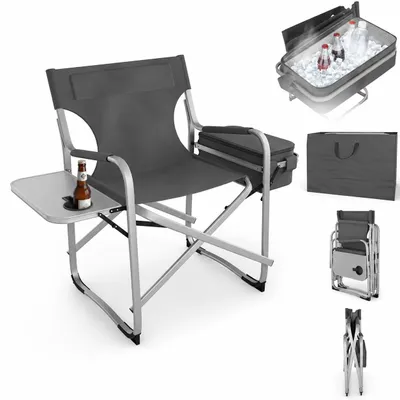 Produktbild von ONBEST Campingstuhl | mit 16L Kühltasche | Seitentisch | 150 kg | Getränkehalter | Oxford 600D*300D Gewebe