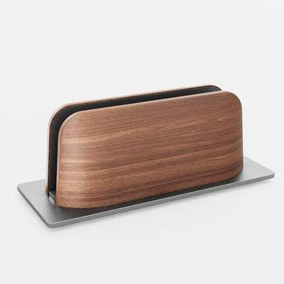 Produktbild von Famanu Laptopständer Vertikal - Schwarz Walnuss und Aluminium für alle Laptops und Tablets