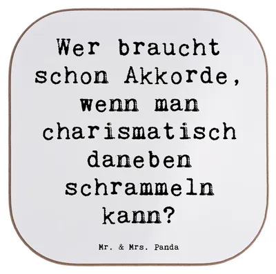 Produktbild von Mr. & Mrs. Panda Tassen Untersetzer Spruch Charisma Gitarre - Weiß - Geschenk, Akustik, Abenteuer, Instrument, Liebe, Lernen, Freiheit, Glas, bieruntersetzer, für Gläser